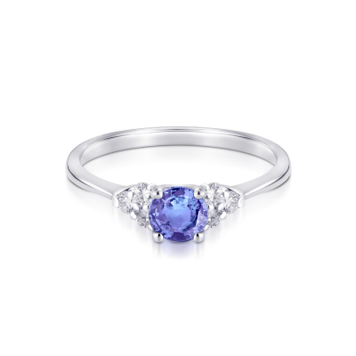 Pierścionek zaręczynowy z tanzanitem i brylantami