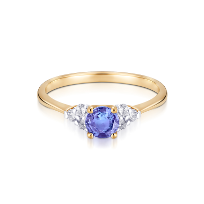 Pierścionek zaręczynowy z tanzanitem i diamentami