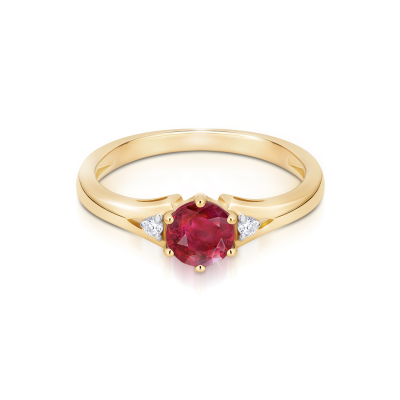 Pierścionek zaręczynowy z rubinem i diamentami 