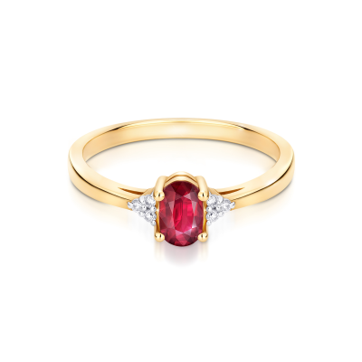 Pierścionek zaręczynowy z rubinem i diamentami 