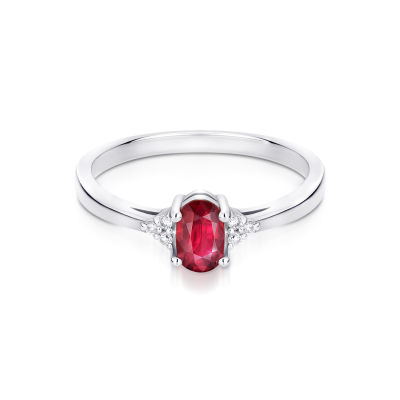 Pierścionek zaręczynowy z rubinem i diamentami 