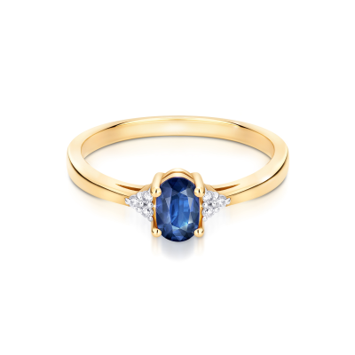 Pierścionek zaręczynowy z szafirem i diamentami 
