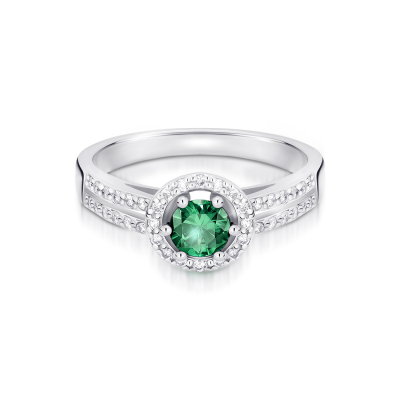 Pierścionek zaręczynowy z szmaragdem i diamentami 