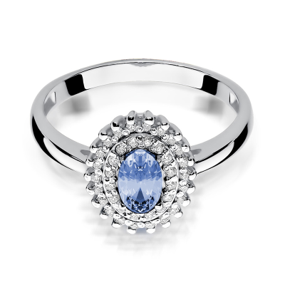 Pierścionek zaręczynowy z tanzanitem i diamentami
